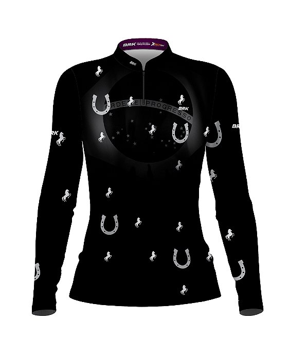 Camisa Country BRK Feminina Boiadeira Ferradura com UV50 +