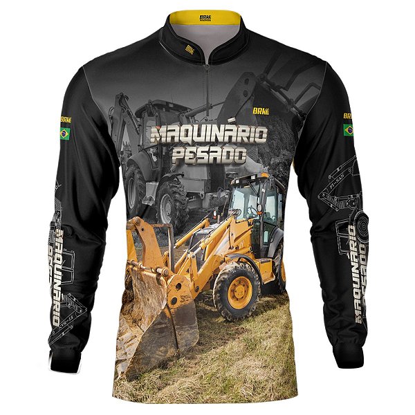 Camisa Agro BRK Maquinário Pesado Retroescavadeira com UV50 +