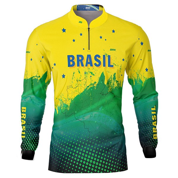 Camisa Agro BRK  Amarelo Verde Brasil com UV50 +