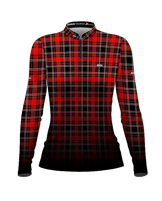 Camisa Country BRK Feminina Xadrez Vermelho com UV50 +