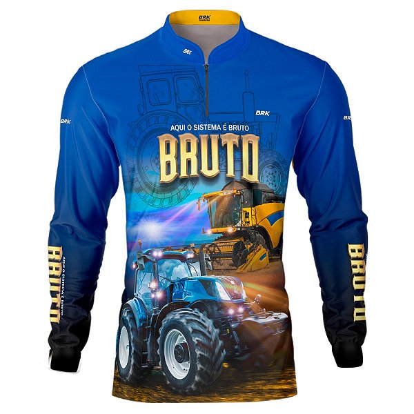 Camisa Agro BRK Azul Sistema é Bruto com UV50 +
