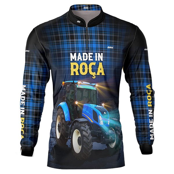 Camisa Country BRK Xadrez Azul Made in Roça com UV50 +