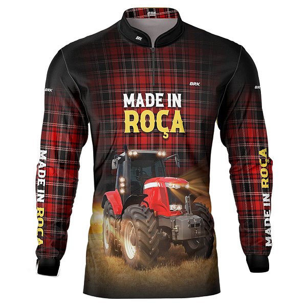 Camisa Country BRK  Xadrez Vermelha Made in Roça com UV50 +