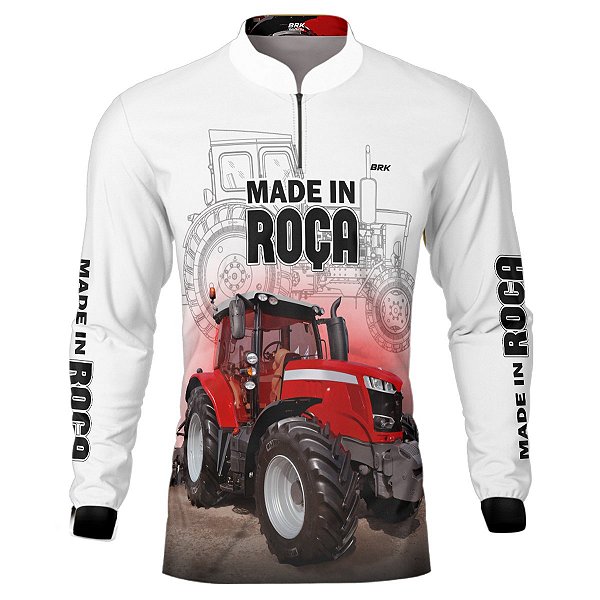 Camisa Agro BRK Branca Trator Made in Roça com UV50 +