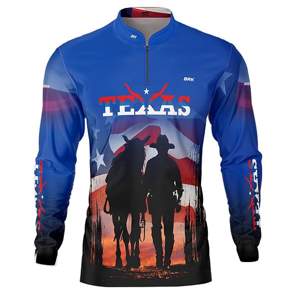 Camisa Agro BRK Azul Texano com  UV50 +