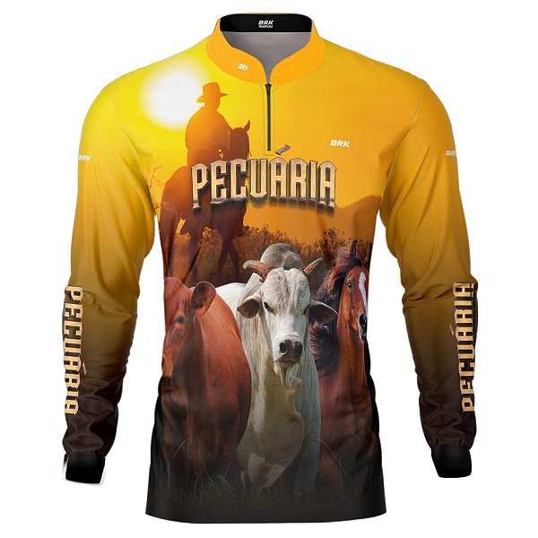 Camisa Agro BRK Amarela Pecuária com UV50 +