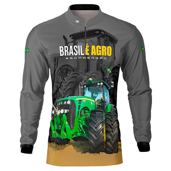Camisa Agro BRK Cinza Brasil é Agro com UV50 +