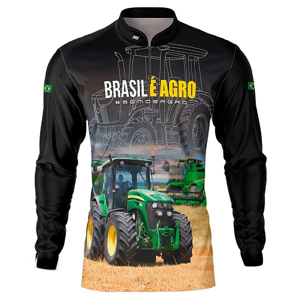 Camisa Agro BRK Preta Brasil é Agro com UV50 +