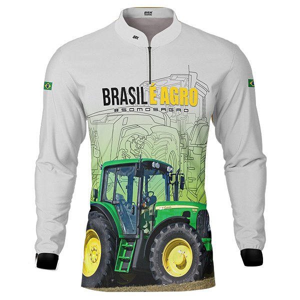Camisa Agro BRK Branca Brasil é Agro com UV50 +