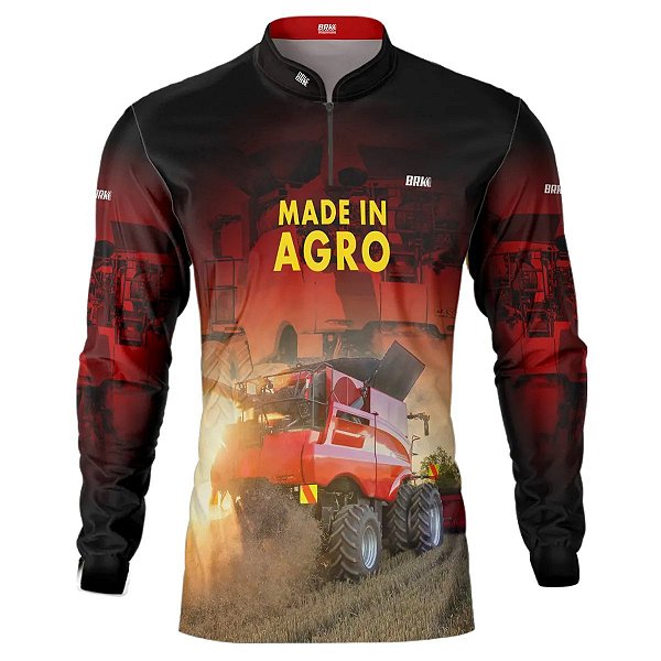 Camisa Agro BRK Vermelha Colheitadeira Made in Agro com UV50 +