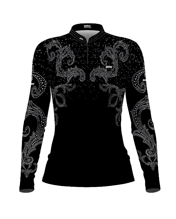 Camisa Country BRK Feminina Boiadeira Preta 3.0 com UV50 +