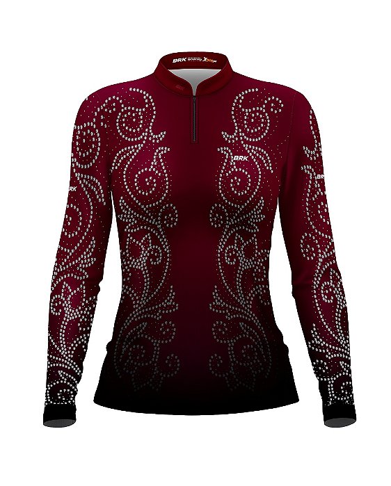 Camisa Country BRK Feminina Boiadeira Vinho com UV50 +