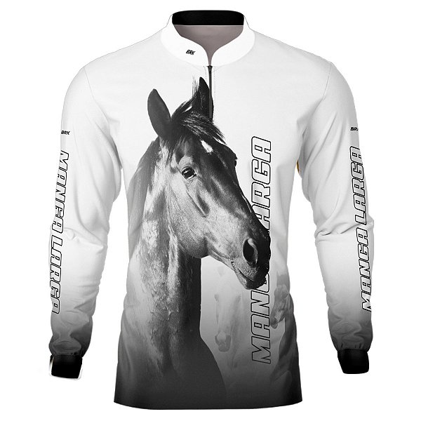 Camisa Agro Brk Cavalo Mangalarga Branca com Uv50+
