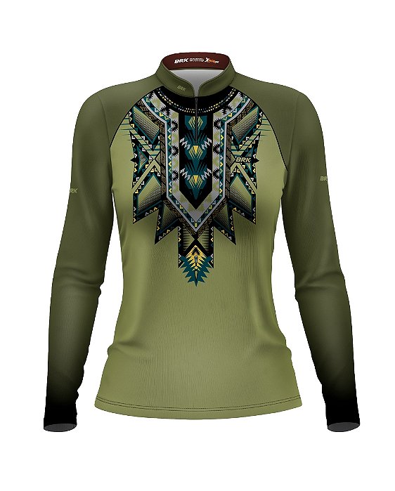 Camisa Agro BRK Feminina  Verde Militar Apache com UV50 +