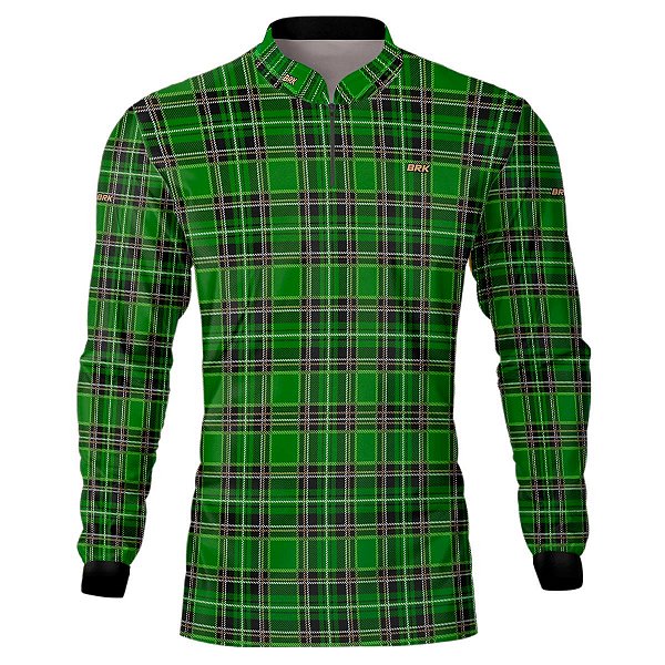Camisa Country BRK Masculina Xadrez  Verde com UV50 +