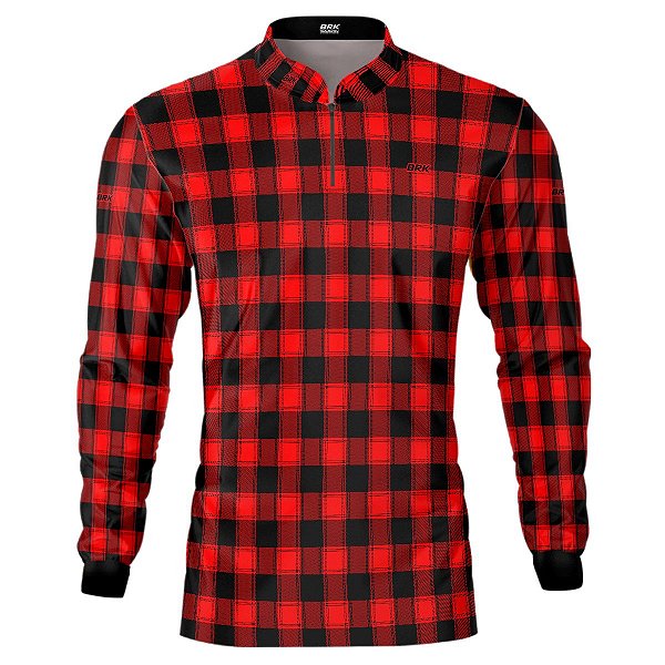 Camisa Country BRK Masculina Xadrez  Vermelho com UV50 +