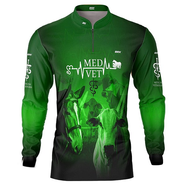 Camisa Agro BRK Verde Medicina Veterinária com UV50 +