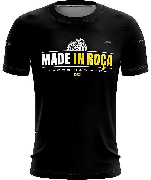 Camiseta Agro BRK Preta Made in Roça O Agro Não Para com UV50 +