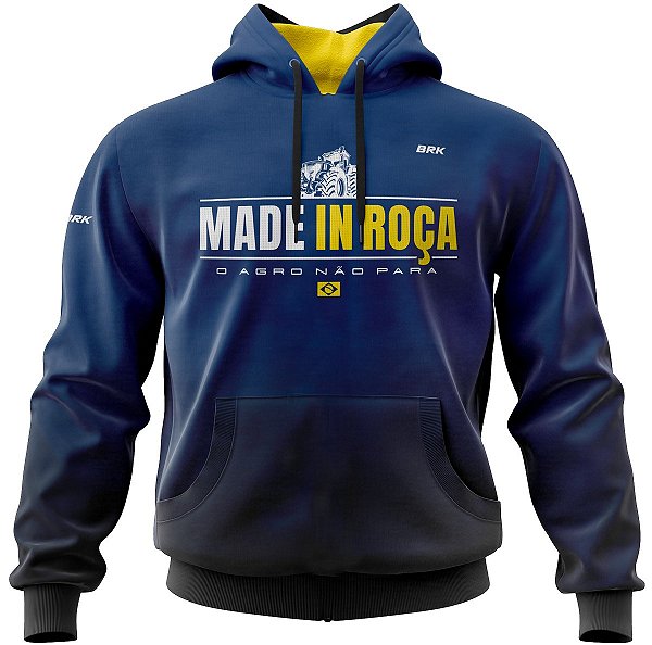 Moletom Masculino com Capuz Brk  Made in Roça - Azul