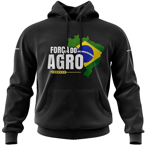 Moletom Masculino com Capuz Brk Força do Agro - Preto