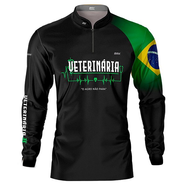 Camisa Agro BRK Preta Veterinária com UV50 +