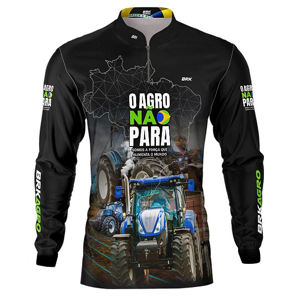 Camisa Agro BRK Trator Azul O Agro Não Para com UV50 +
