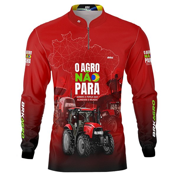 Camisa Agro BRK Vermelha O Agro Não Para com UV50 +