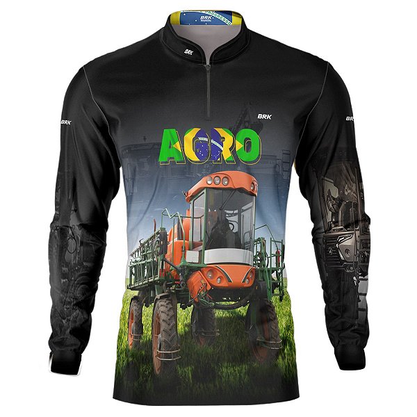 Camisa Agro BRK Pulverizador Trator Laranja com UV50 +