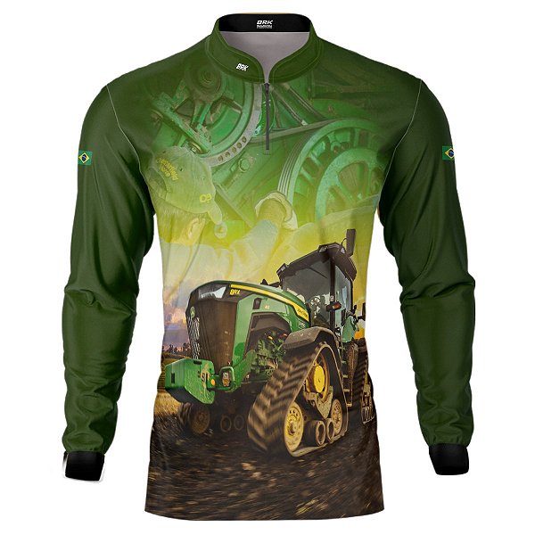 Camisa Agro BRK Trator Agrícola Verde com UV50 +