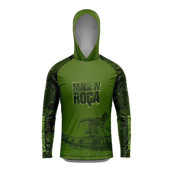Camisa com Capuz Agro BRK Verde Camo Made in Roça com UV50 +
