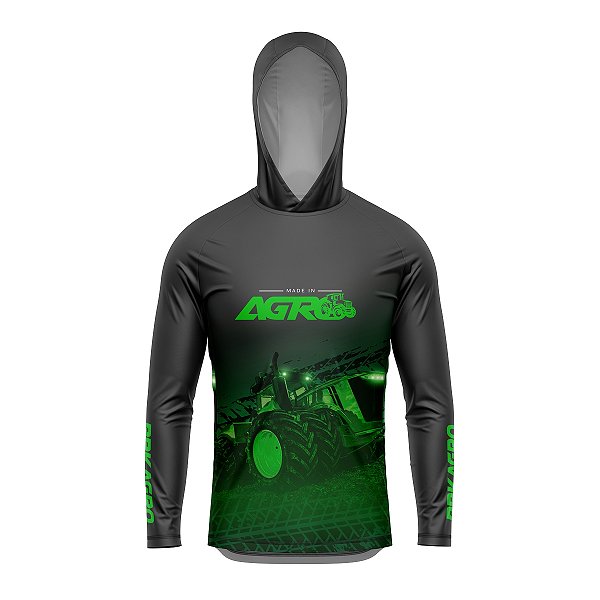 Camisa com Capuz Agro Brk Made in Agro Cinza com UV50+
