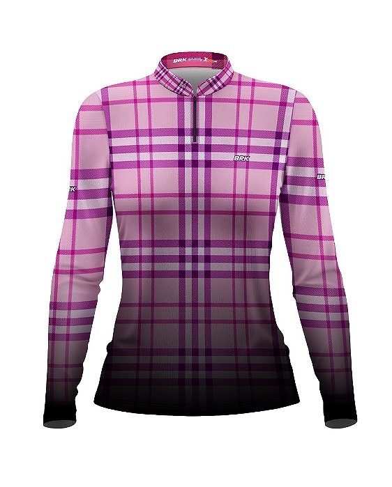 Camisa Country BRK Feminina Xadrez Rosa com UV50 +