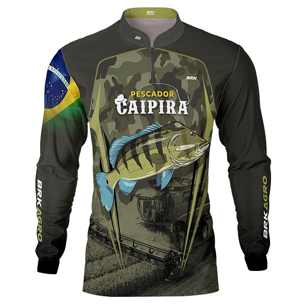 Camisa Agro BRK Tucuna Azul Pescador Caipira com UV50 +