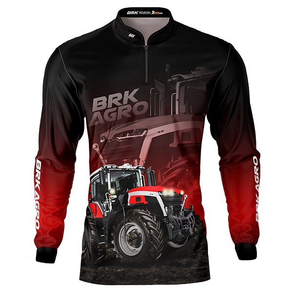 Camisa Agro BRK Trator Vermelho MF 9S com UV50 +