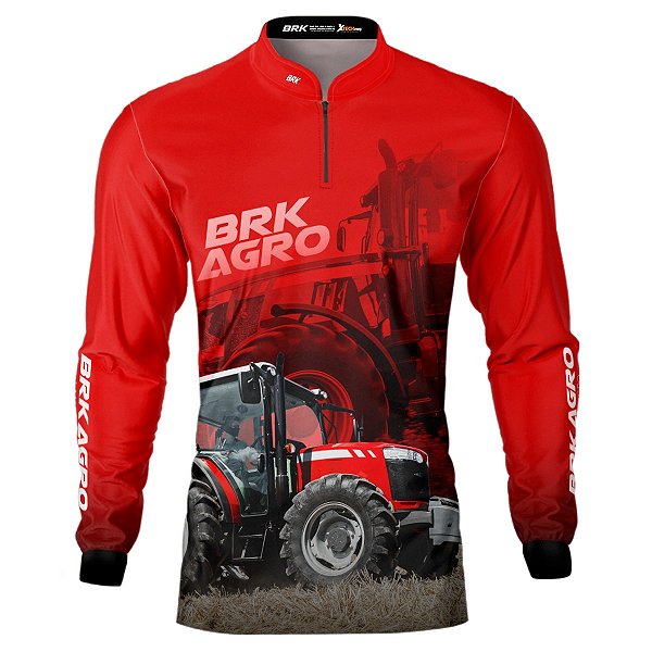 Camisa Agro BRK Trator MF 4707 Vermelho com UV50 +