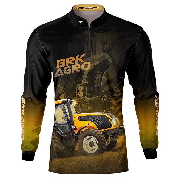 Camisa Agro BRK Trator BM135 Amarelo com UV50 +