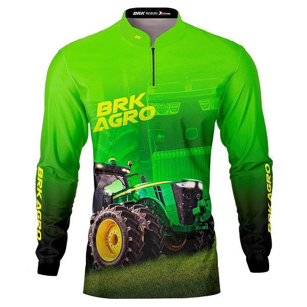 Camisa Agro BRK Trator 8250R Verde com UV50+