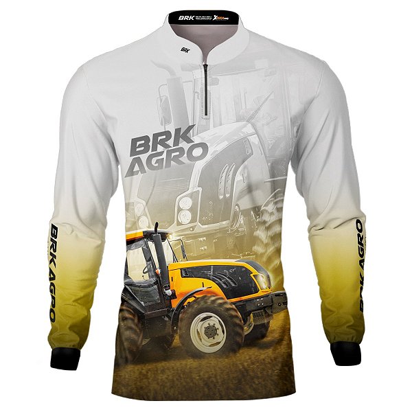 Camisa Agro BRK Trator BM135 Amarelo Clara com UV50+