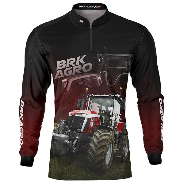 Camisa Agro BRK Trator 8S Vermelho Escura com UV50+