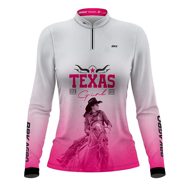 Camisa Agro Feminina BRK Texas Girl Branca com Proteção UV50+