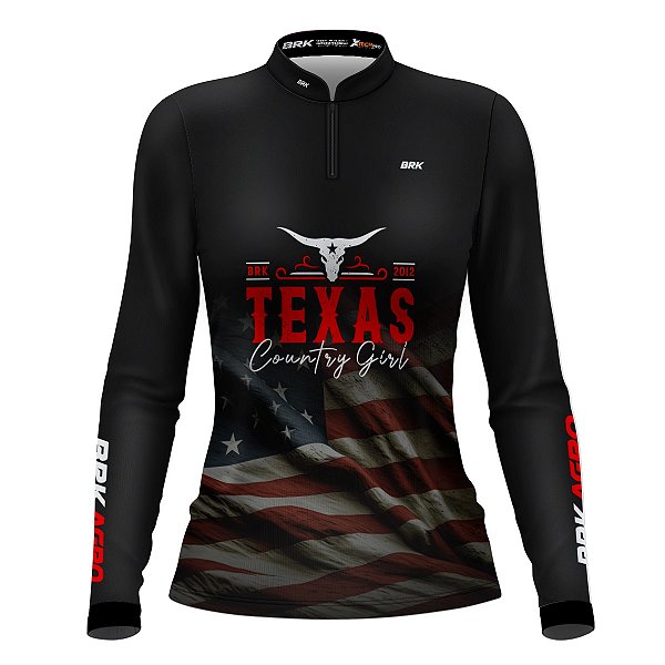 Camisa Agro BRK Texas Country Girl EUA Preta com UV50+