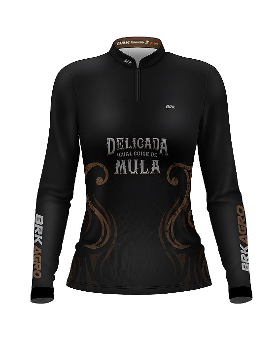 Camisa Agro Feminina BRK Delicada Igual Coice de Mula com UV50+