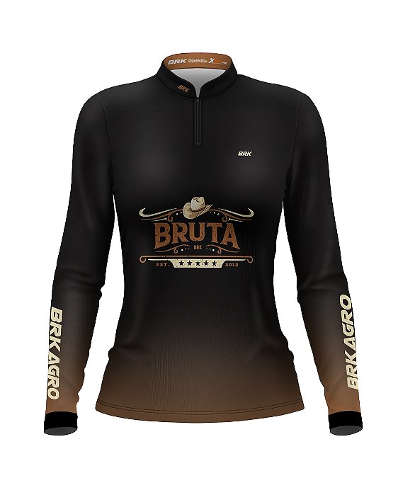 Camisa Agro Feminina Preta BRK Bruta com Proteção UV50+