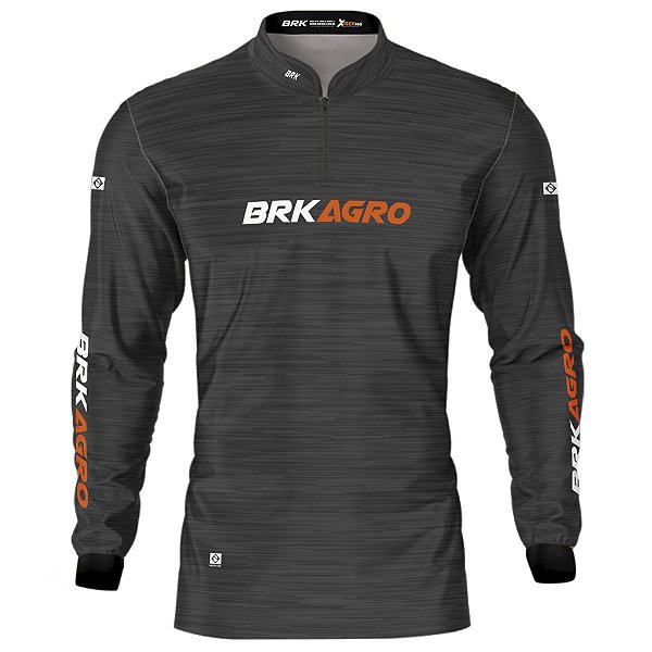 Camisa Agro BRK Mescla Preto Laranja com Proteção UV50+