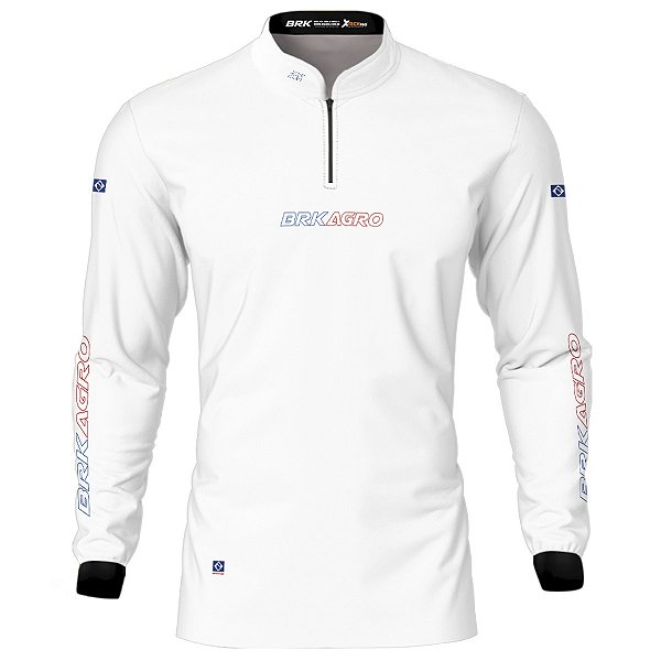Camiseta Agro BRK Branca Azul e Vermelha com Proteção UV50+