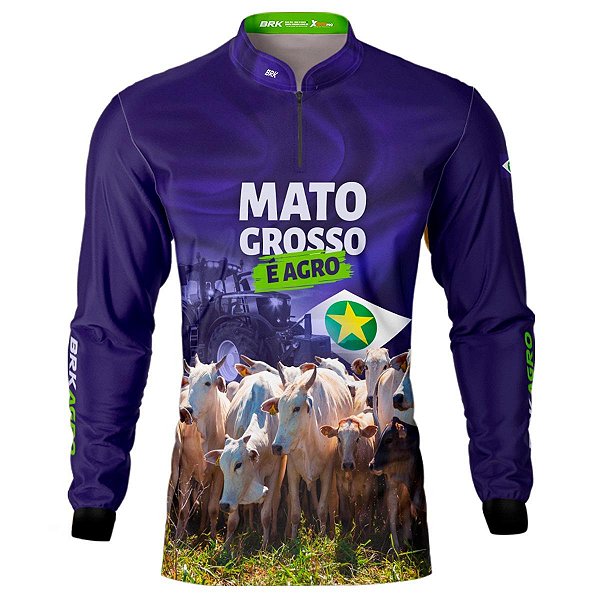 Camisa Agro BRK Azul Mato Grosso com Proteção UV50+