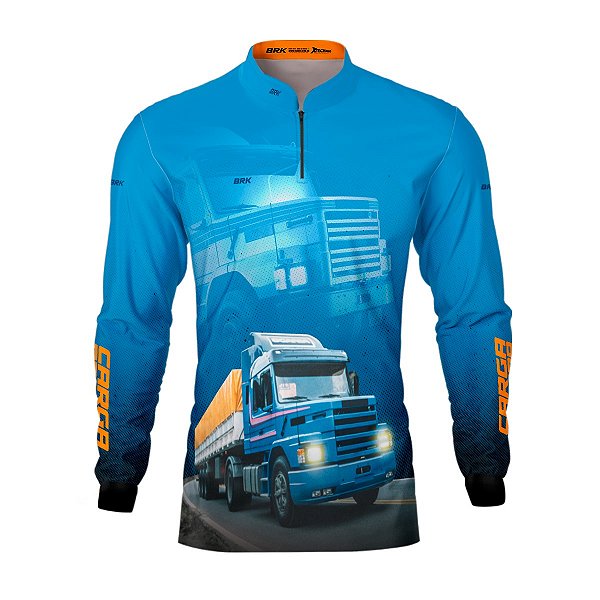 Camisa Agro Brk Carreta Caminhão de Carga Azul com UV50 +