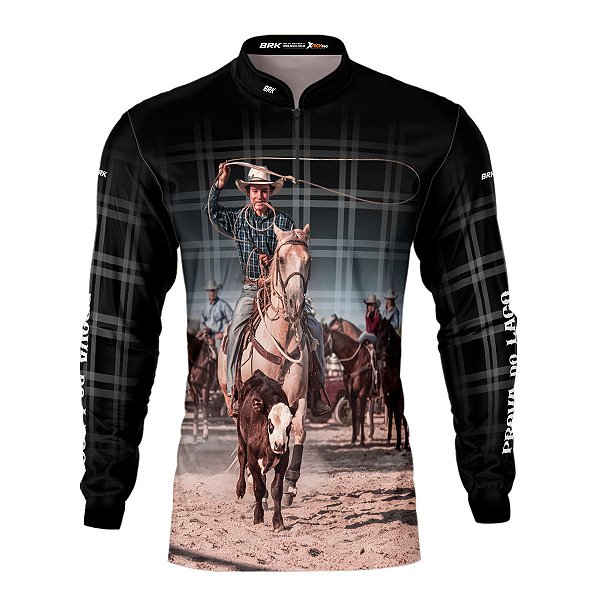 Camisa Agro Brk Prova do Laço Preto Xadrez com Proteção UV50+