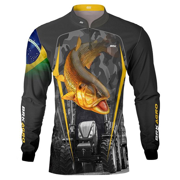 Camisa Agro BRK Preta Dourado com UV50 +