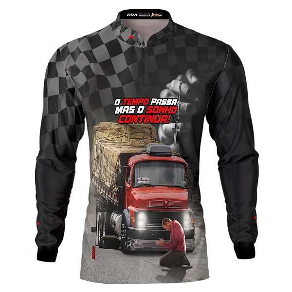 Camisa de Caminhão Brk O Tempo Passa Mas o Sonho Continua Com Uv50+